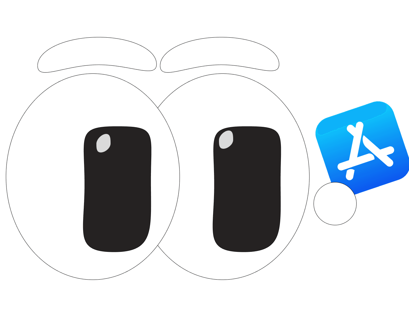 La mascotte Loodo à côté du logo de l'App Store