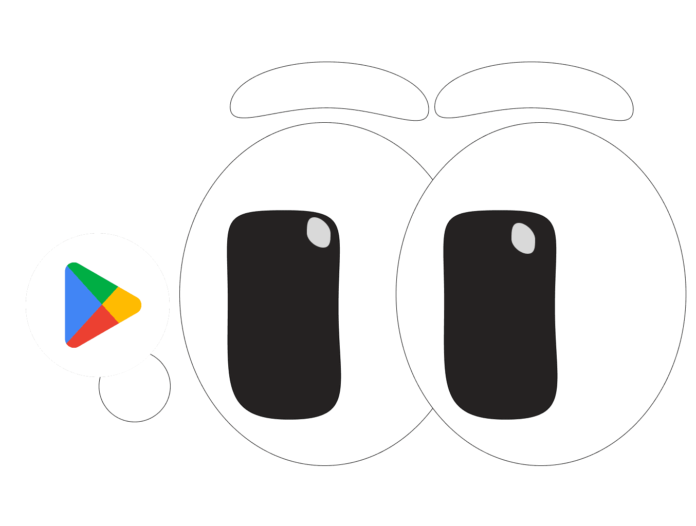 La mascotte Loodo à côté du logo de Google Play